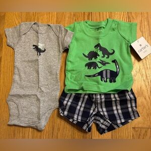 Carter’s Baby Boys 3-Piece Dinosaur Short Set - Size Newborn